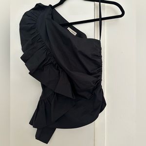 Ulla Johnson Top / One Shoulder Black Ruffle Size 2